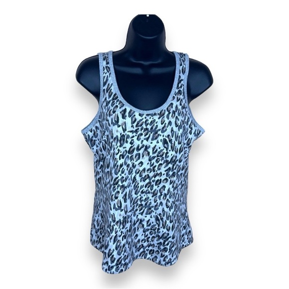 SMALL LIVE LOVE LOUNGE LEOPARD PRINT TANK GREY WHITE ANIMAL PRINT - Picture 1 of 12